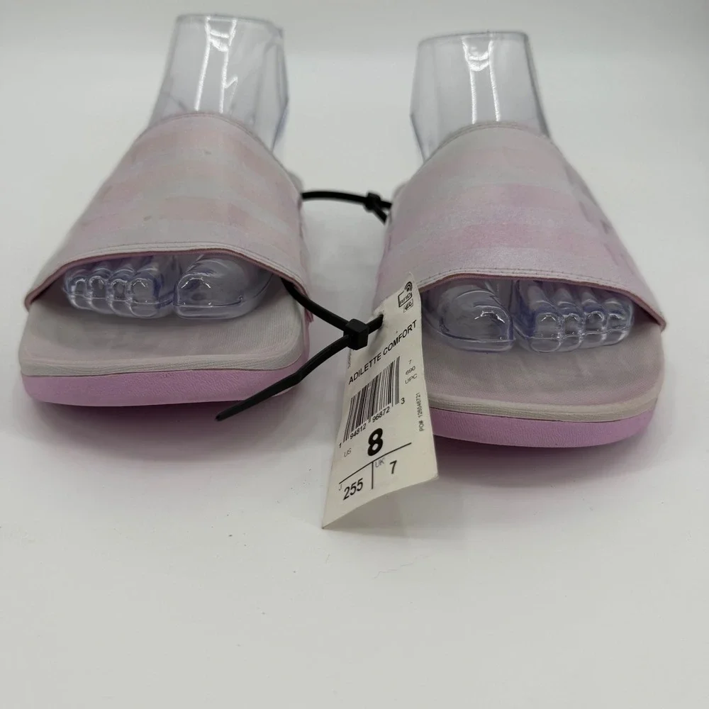Adidas Adilette Comfort Slides Lilac White Womens 8 Athletic Sandals
